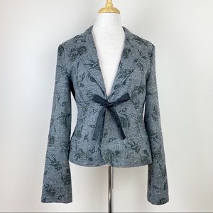 Charlotte Russe Gray Floral Tie Front Jacket, L